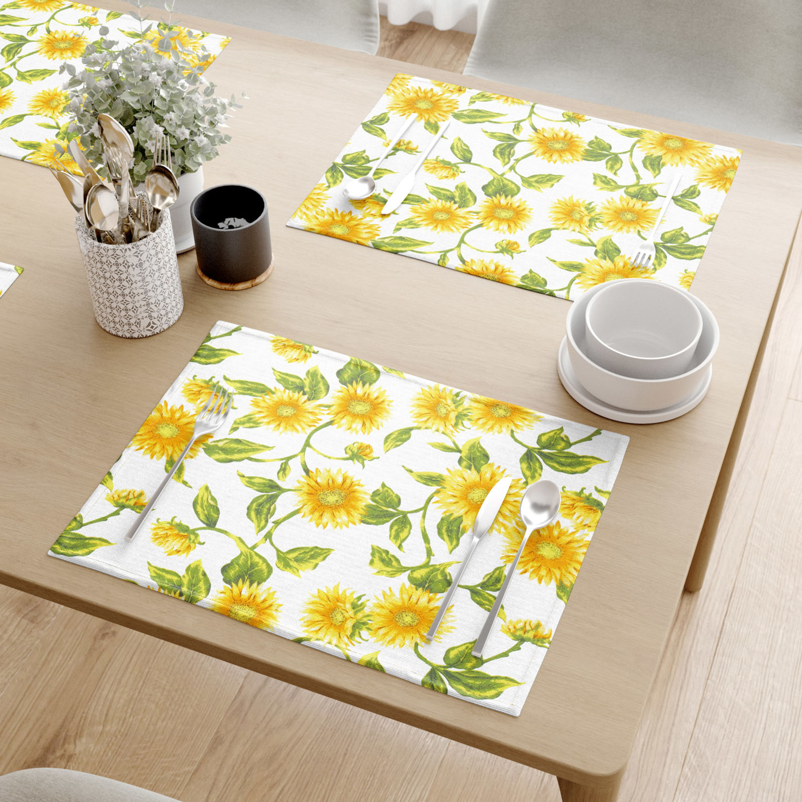 Prostírání na stůl 100% bavlněné plátno - slunečnice - sada 2ks