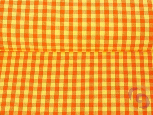 Bavlněná látka KANAFAS - vzor 063 malé oranžovo-žluté kostičky