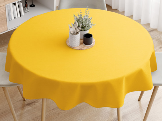 Kulatý dekorační ubrus LONETA - sytě žlutý
