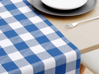 Běhoun na stůl 100% bavlna - velké modro-bílé kostky