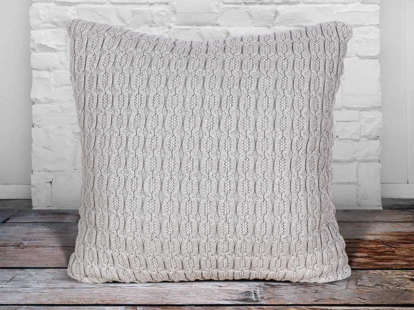 Luxusní pletený povlak na polštář - 45x45 cm - světle šedý