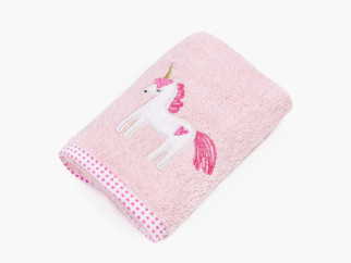Dětský froté ručník LILI 30x50 cm růžový - vzor jednorožec