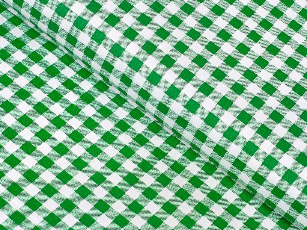 Bavlněné plátno - zelené a bílé kostičky