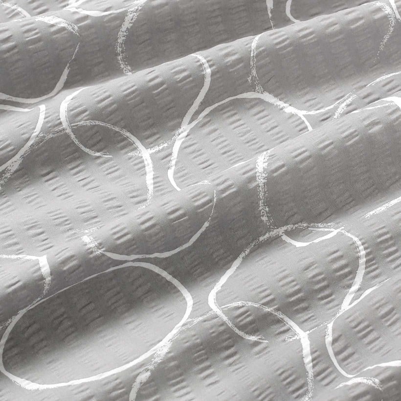 Bavlněný krep - abstraktní obrysy na šedém