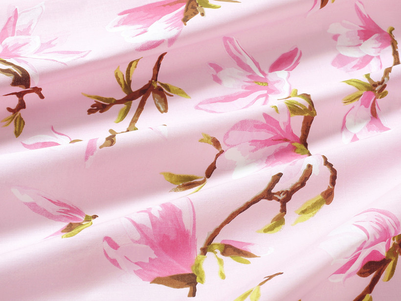 Bavlněné plátno - růžové magnolie