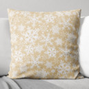 Vánoční bavlněný povlak na polštář - vzor sněhové vločky na zlatém