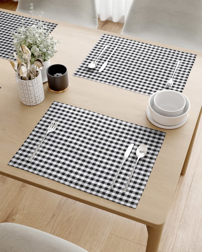 Prostírání na stůl 100% bavlněné plátno - černé a bílé kostičky - sada 2ks