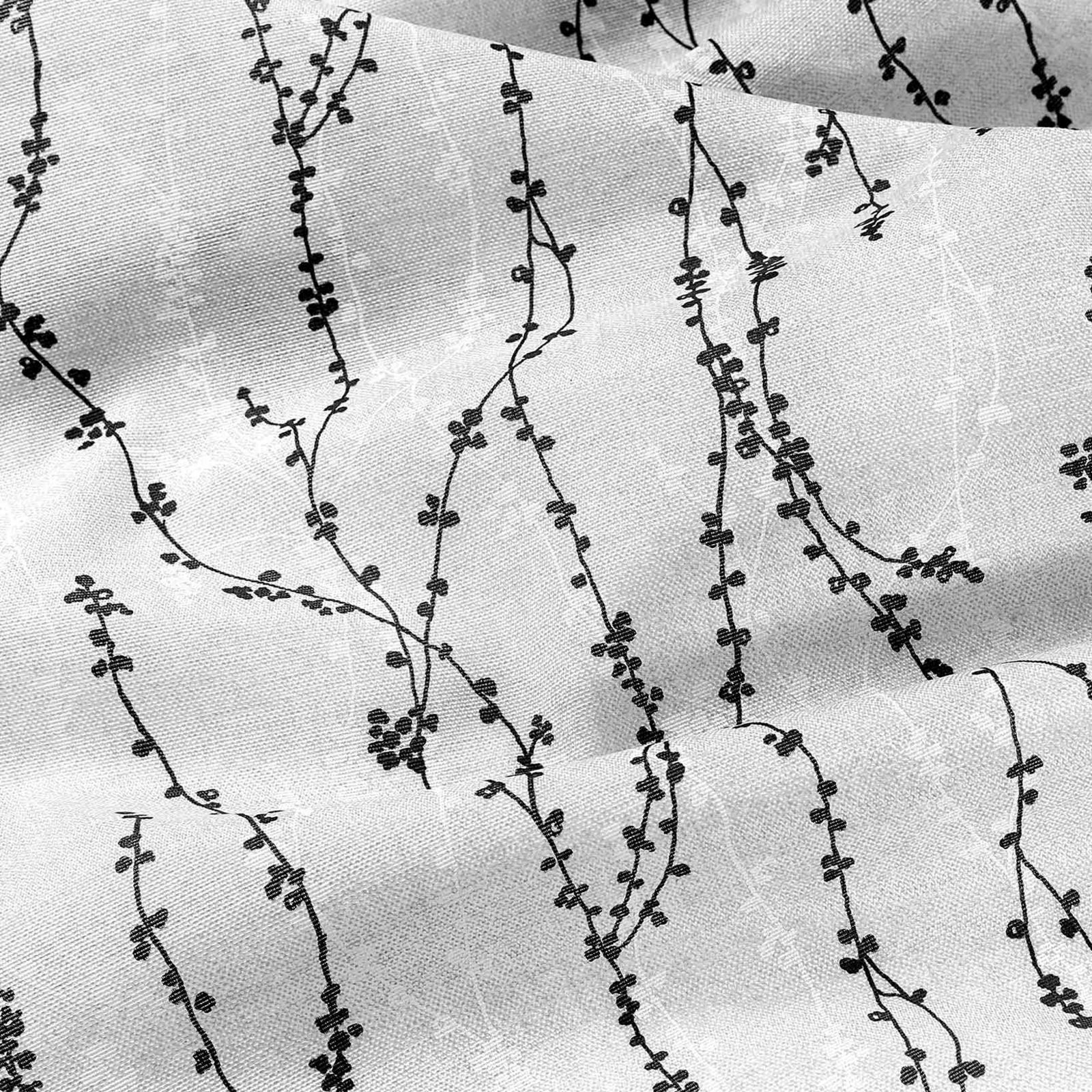 Hranatý ubrus Loneta - větvičky na světle šedém