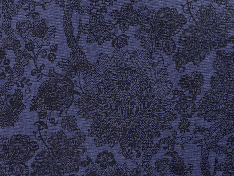 Bavlněná látka Mestral - inkoustově modré květy