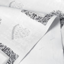 PVC ubrusovina s textilním podkladem - vzor šedá proutěná srdce - metráž š. 140 cm