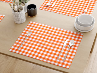 Prostírání na stůl Menorca - oranžové a bílé kostičky - sada 2ks