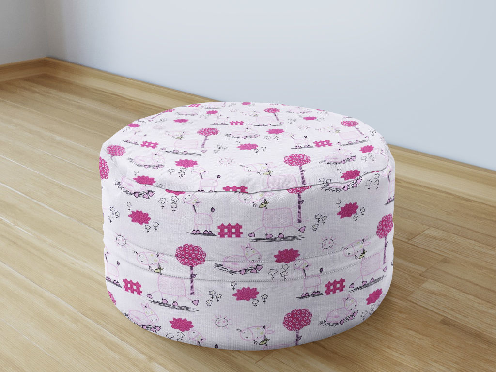 Dětský bavlněný sedací bobek 50x20cm - růžoví oslíci