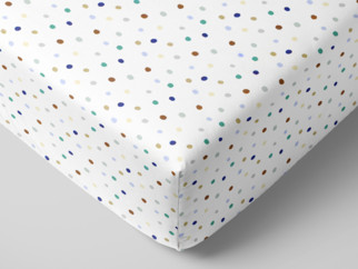 Bavlněné napínací prostěradlo - vzor barevné puntíčky na bílém