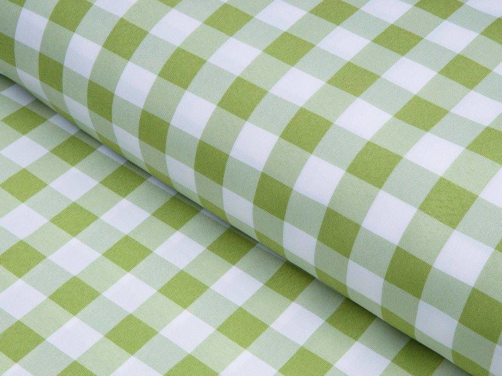 Polyesterová látka - kostky bílo-zelené