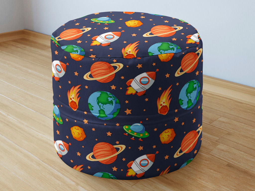 Dětský bavlněný sedací bobek 50x40cm - barevný vesmír