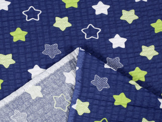 Bavlněný krep - vzor 746 hvězdy na tmavě modrém - metráž š. 145cm