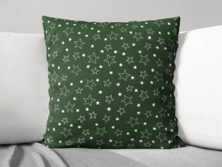 Bavlněný povlak na polštář - vzor bílé hvězdičky na zeleném