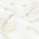 Kulatý teflonový ubrus - vzor zlaté vánoční stromečky a hvězdičky