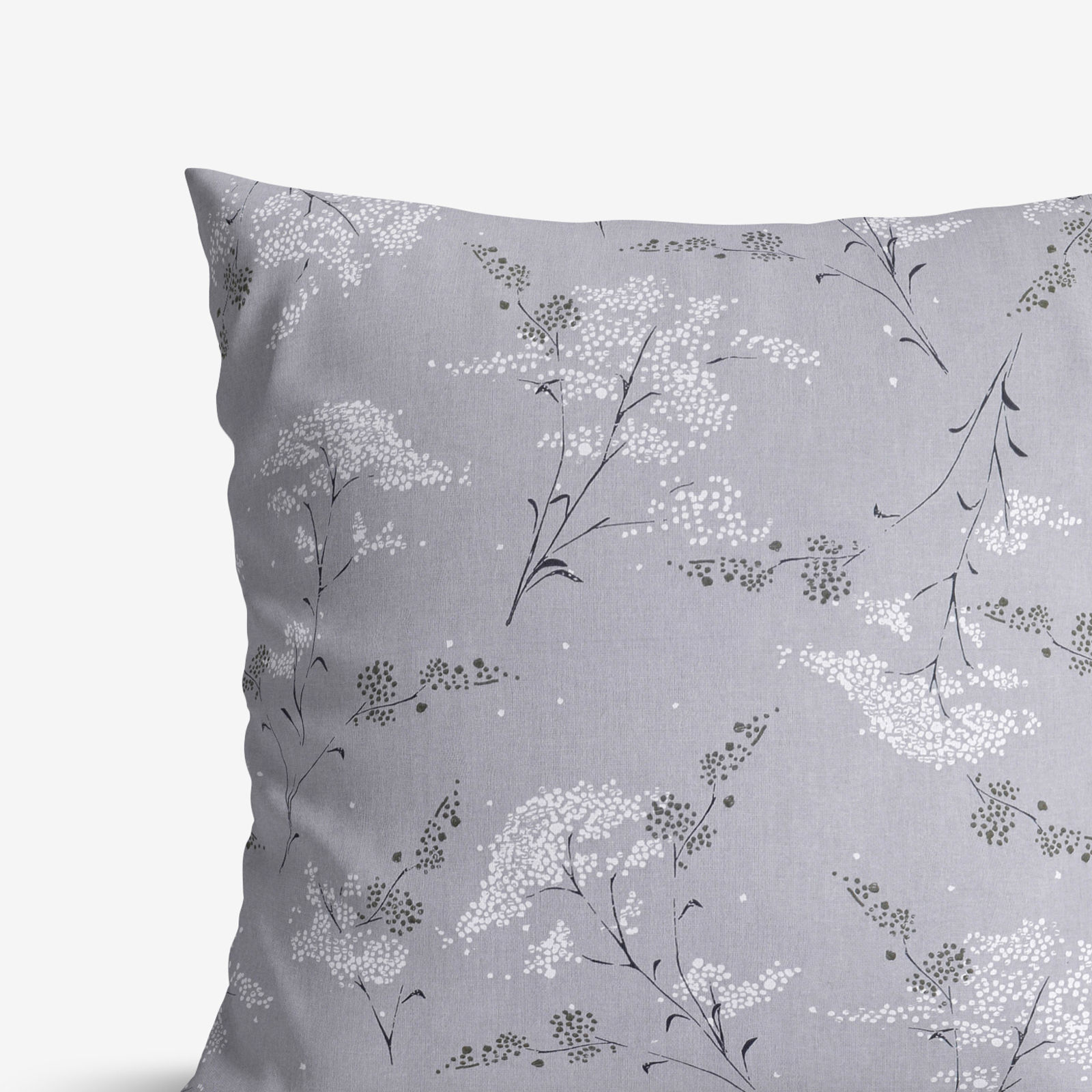 Bavlněný povlak na polštář - japonské květy na šedém