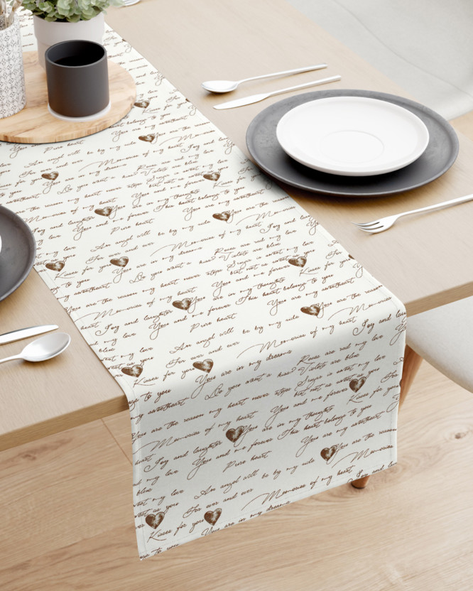 Běhoun na stůl 100% bavlněné plátno - zamilované texty