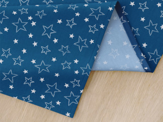 Vánoční bavlněné prostírání na stůl - vzor bílé hvězdičky na modrém - sada 2ks