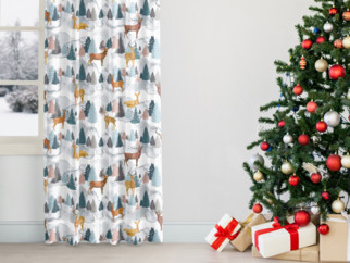 Vánoční závěs LONETA - vzor malovaní jeleni a srnky