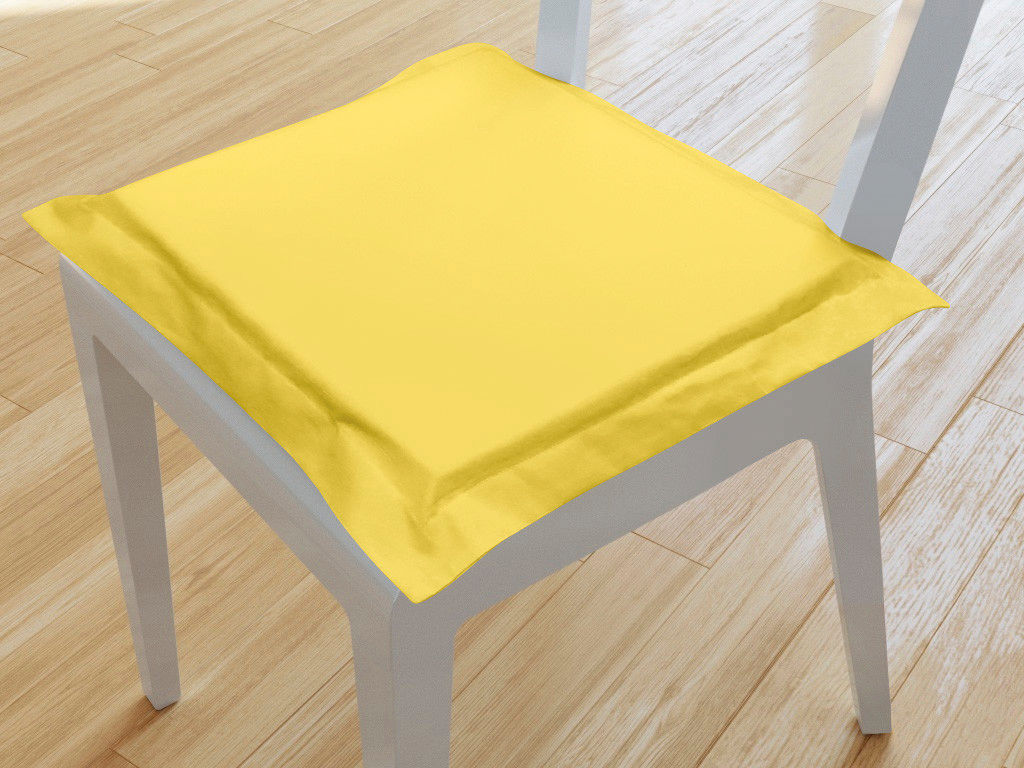Podsedák s ozdobným lemem 100% bavlněné plátno 38x38 cm - žlutý