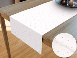 Exkluzivní teflonový běhoun na stůl - bílý s ozdobnými kamínky