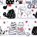 Bavlněné plátno SIMONA - komické kočky na bílém - metráž š. 160cm