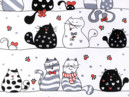 Bavlněné plátno SIMONA - komické kočky na bílém - metráž š. 160cm