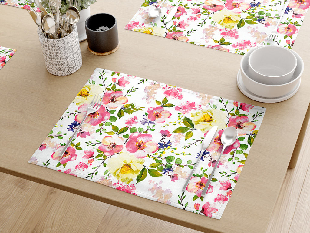 Prostírání na stůl 100% bavlněné plátno - rozkvetlá zahrada - sada 2ks