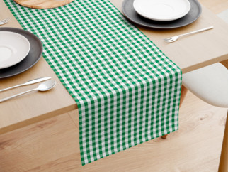 Bavlněný běhoun na stůl - vzor zelené a bílé kostičky