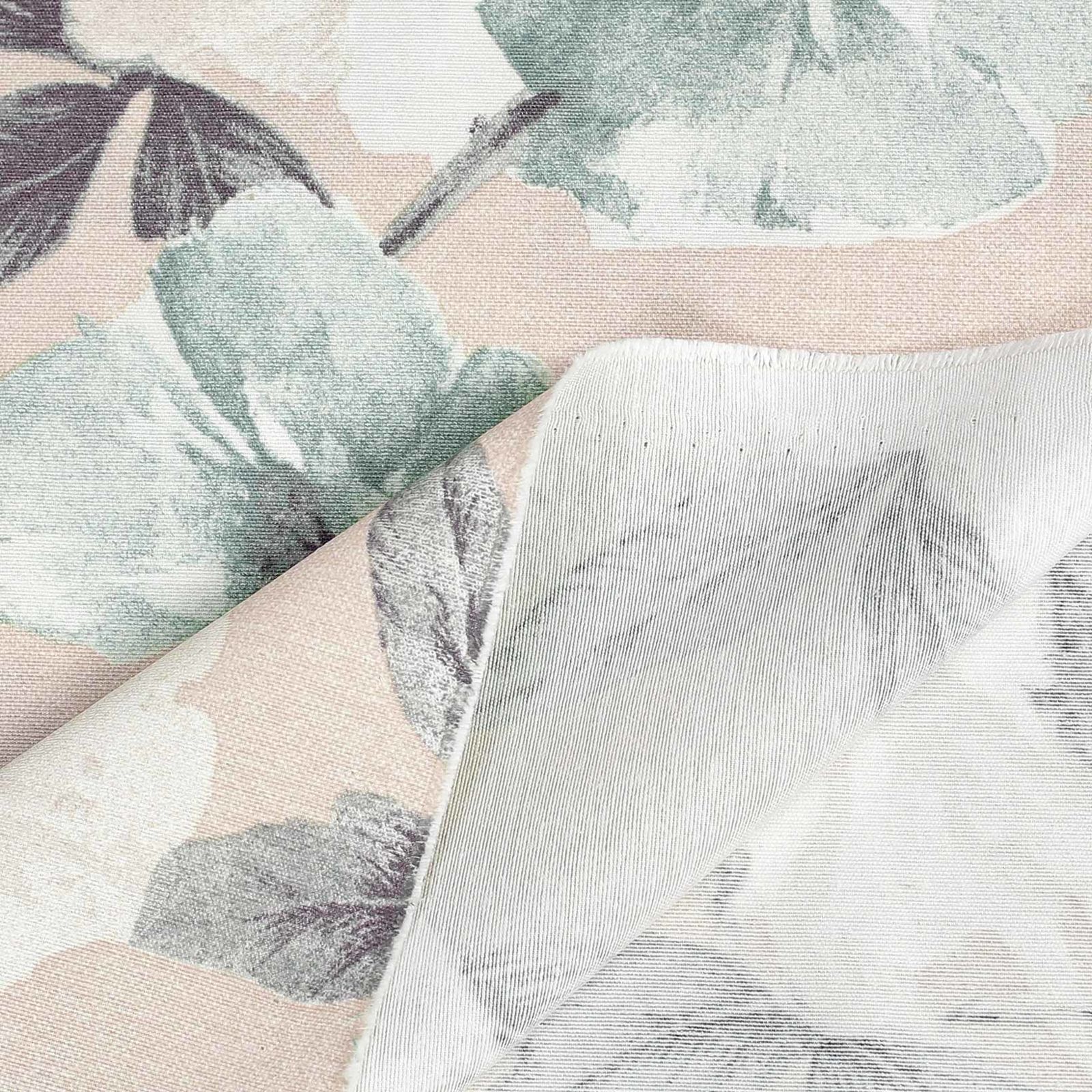 Dekorační látka Loneta - zelenošedé květy s listy