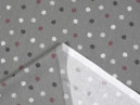 Bavlněné plátno SIMONA - vzor 948 barevné puntíky na tmavě šedém - metráž š. 145cm