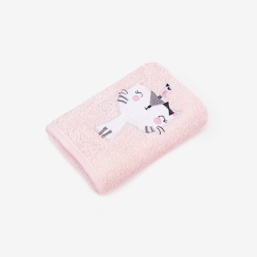 Dětský froté ručník Lili 30x50 cm růžový - kočka