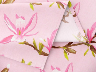 Prostírání na stůl 100% bavlněné plátno - růžové magnolie - sada 2ks