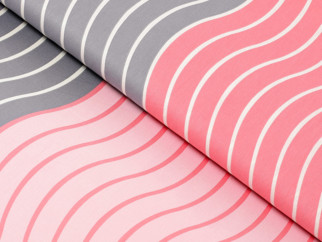 Bavlněný satén Deluxe - růžové vlnky - metráž š. 240 cm