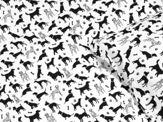 Dětské bavlněné povlečení - vzor 945 černí psi na bílém