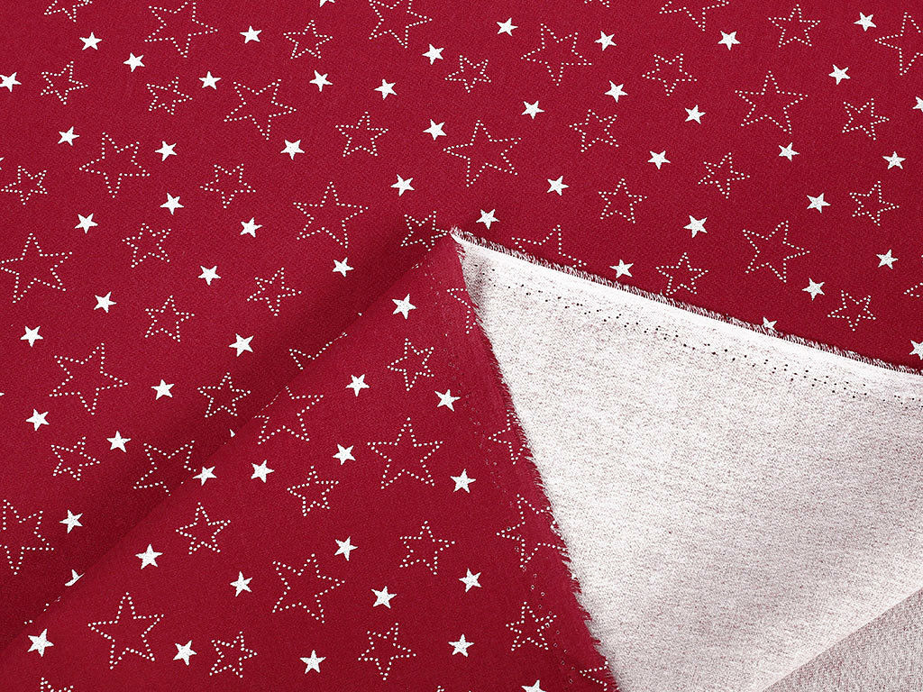 Bavlněné plátno - bílé hvězdičky na červeném