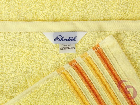 Froté ručník / osuška žlutý s oranžovými proužky - detail 2