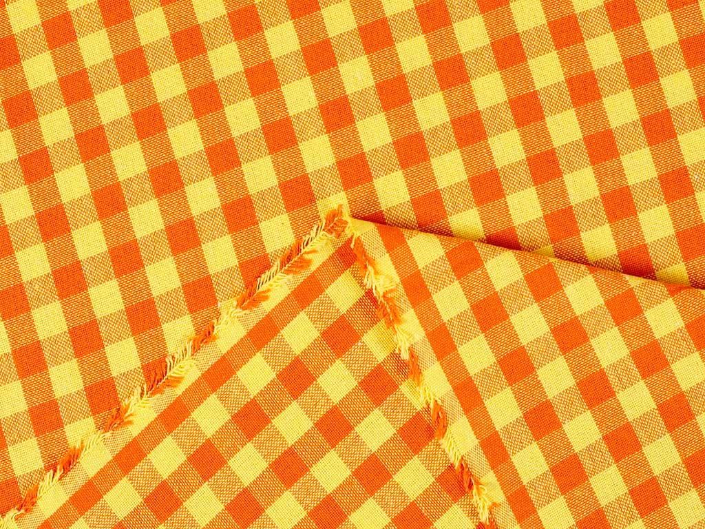 Bavlněná látka - malé oranžovo-žluté kostičky