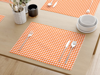 Prostírání na stůl Menorca - malé oranžové a bílé kostičky - sada 2ks