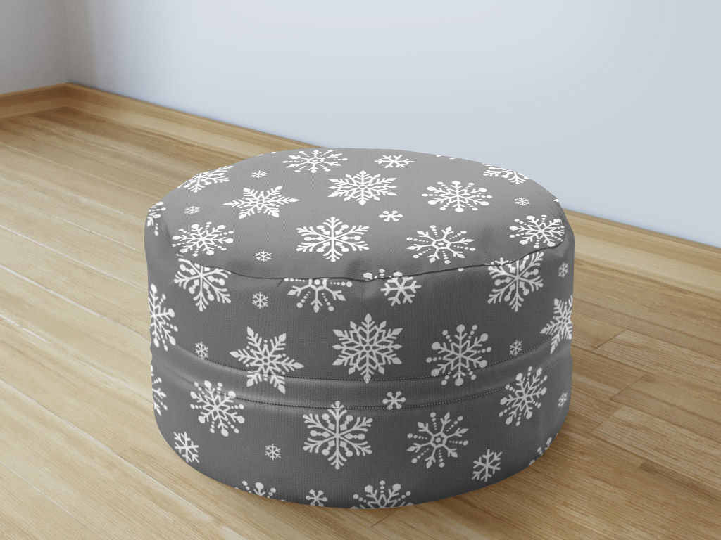 Vánoční bavlněný sedací bobek 50x20cm - vločky na šedém