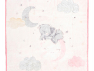 Dětská španělská deka Manterol Baby - sloník růžový - 75x100 cm