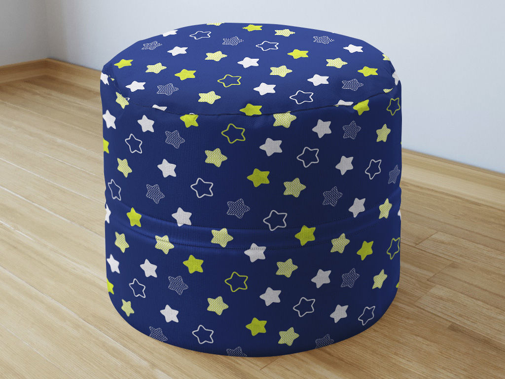Dětský bavlněný sedací bobek 50x40cm - hvězdy na tmavě modrém