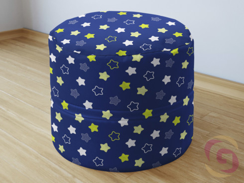 Bavlněný sedací bobek - vzor hvězdy na tmavě modrém