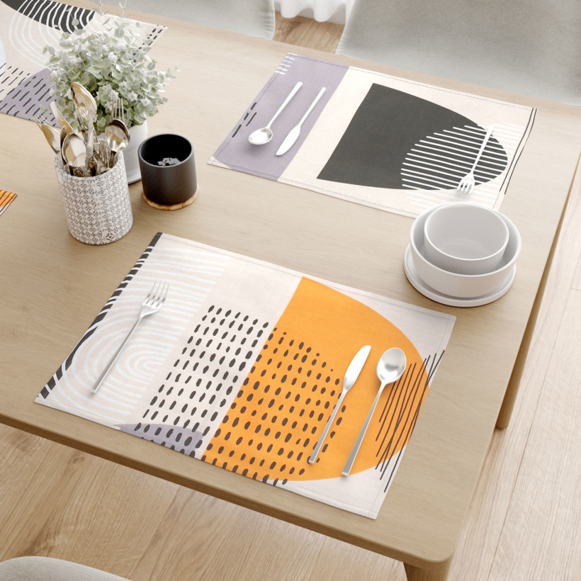 Prostírání na stůl 100% bavlněné plátno - barevné abstraktní tvary - sada 2ks