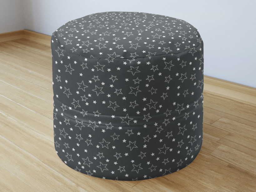 Bavlněný sedací bobek 50x40cm - bílé hvězdičky na šedém
