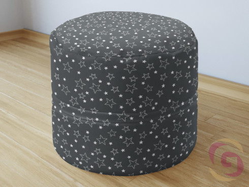 Bavlněný sedací bobek - vzor bílé hvězdičky na šedém