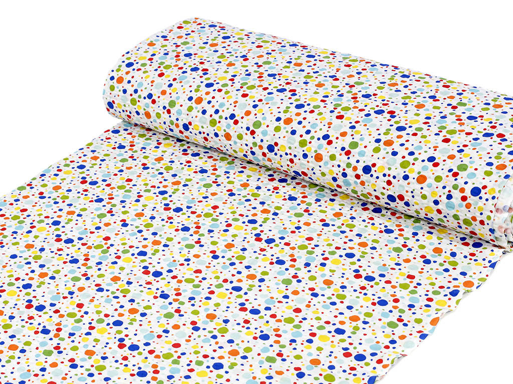 Bavlněný krep - barevné puntíky